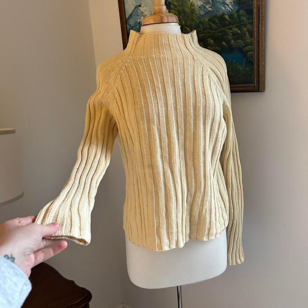 Vintage yellow cotton roll turtleneck